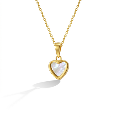 14k Gold Mother of Pearl Heart Baby / Toddler / Kids Pendant