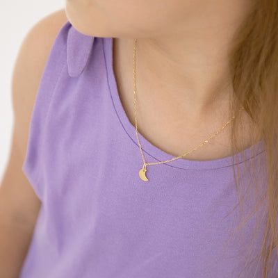 14k Gold Polished Moon Kids / Children's / Girls Pendant/Necklace