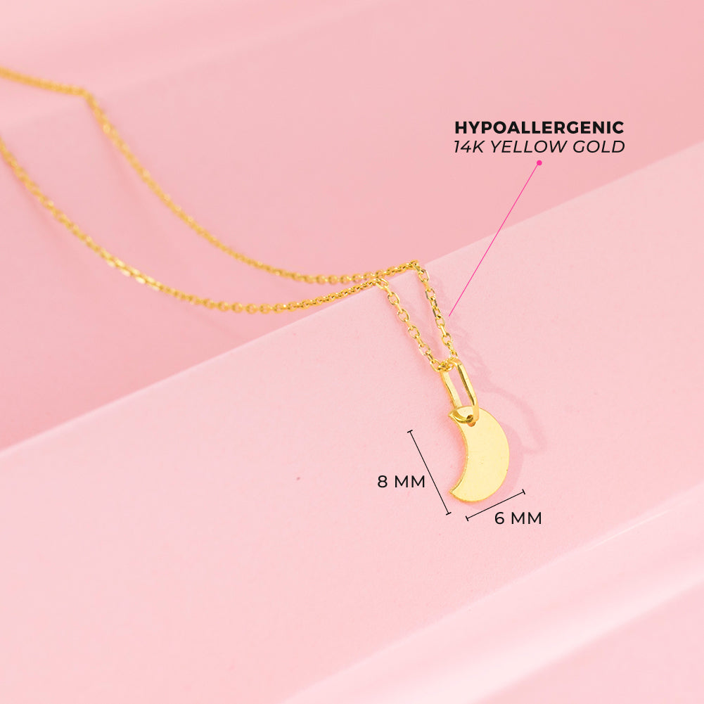 14k Gold Polished Moon Kids / Children's / Girls Pendant/Necklace
