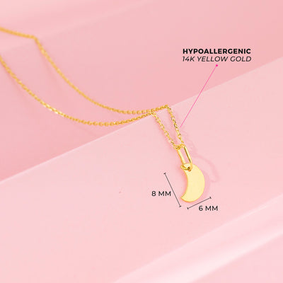 14k Gold Polished Moon Kids / Children's / Girls Pendant/Necklace