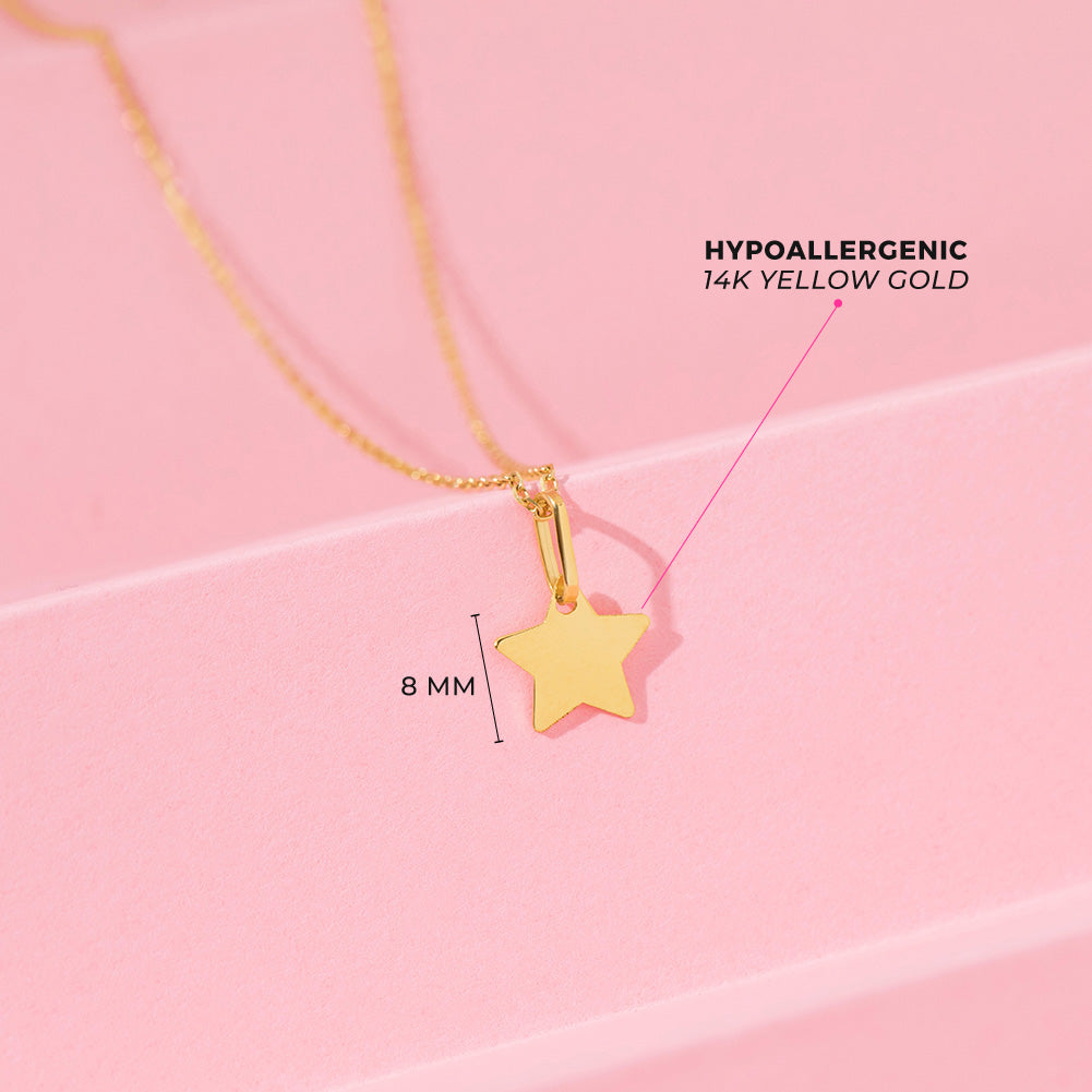 14k Gold Polished Star Kids / Children's / Girls Pendant/Necklace
