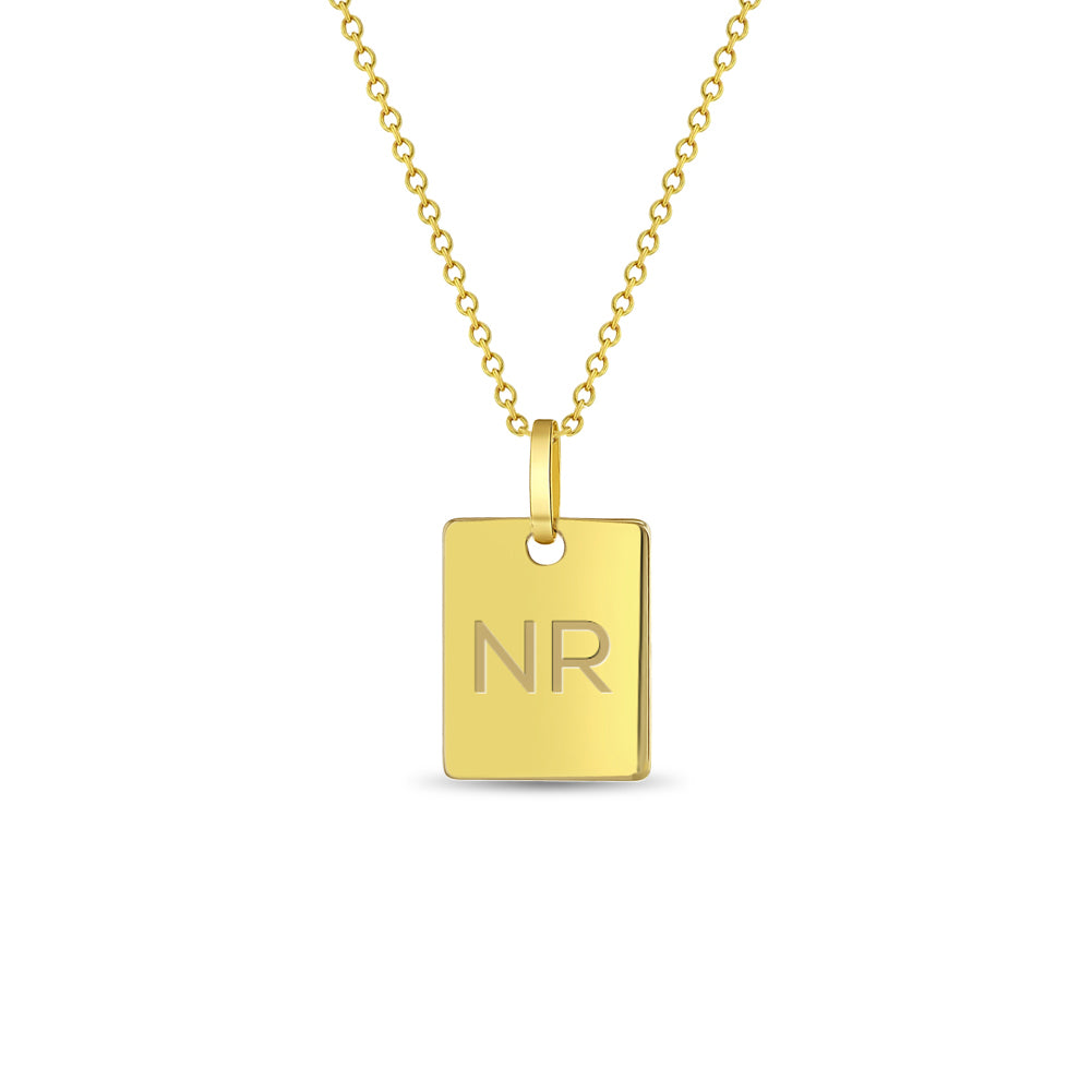 14k Gold Square Engravable Kids / Children's / Girls Pendant/Necklace