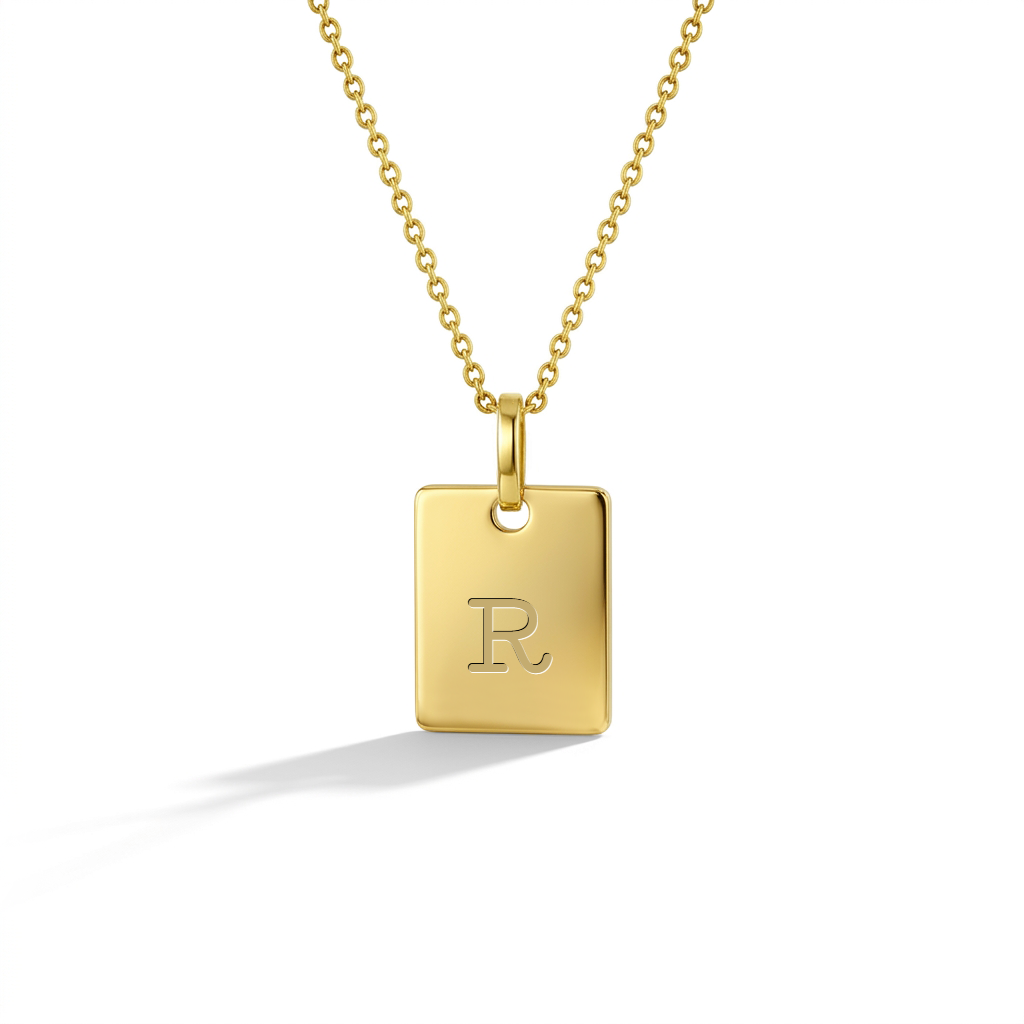 14k Gold Square Engravable Kids / Children's / Girls Pendant