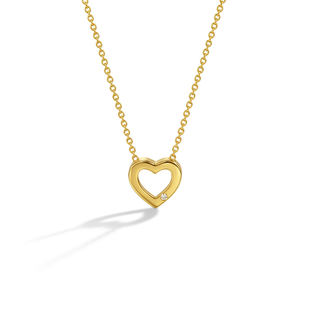 14k Gold Chain Through Heart Kids / Girls Pendant