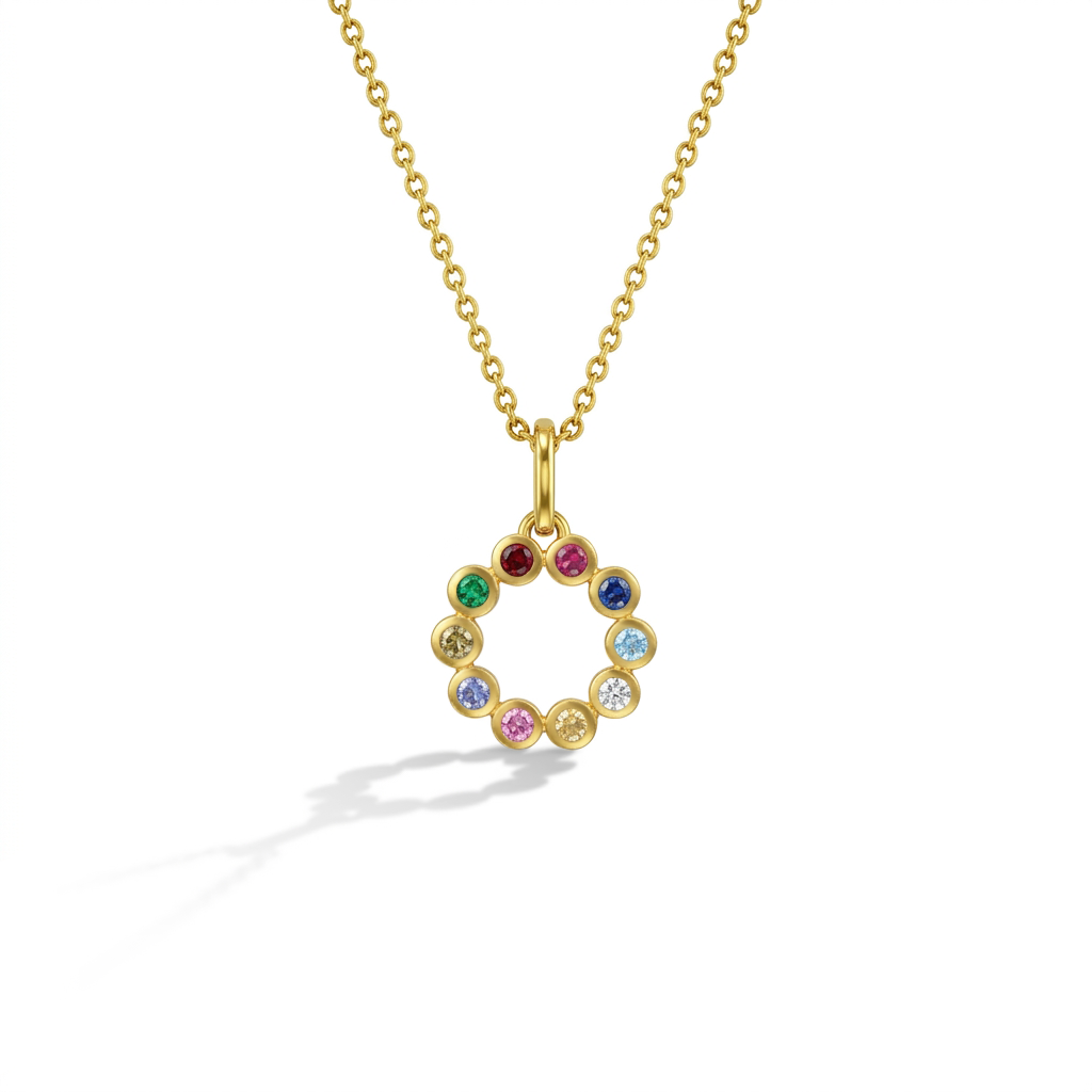 14k Gold Multicolored Openwork Kids / Girls Pendant