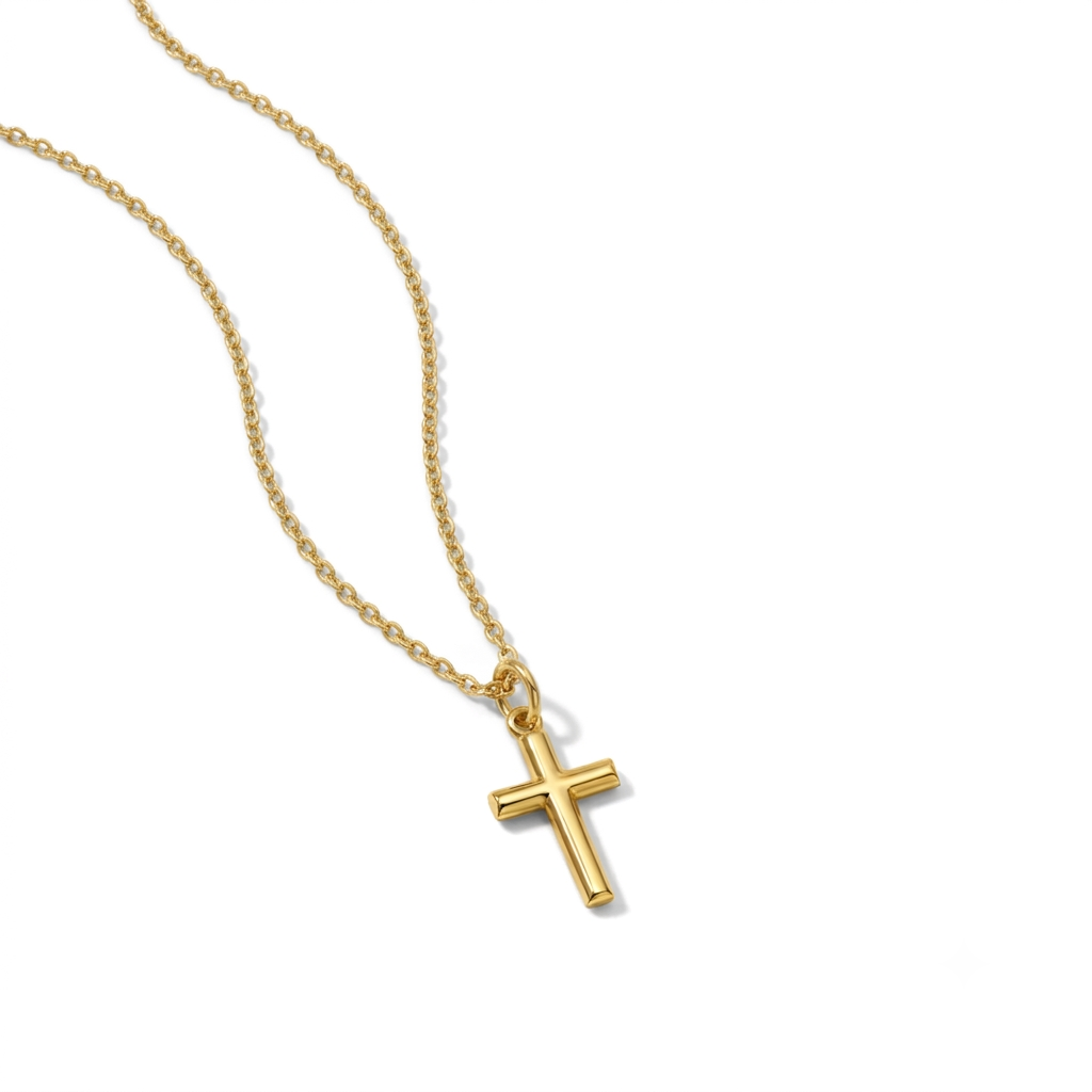 14k Gold Classic Stick Cross Baby /  Kids / Girls Pendant