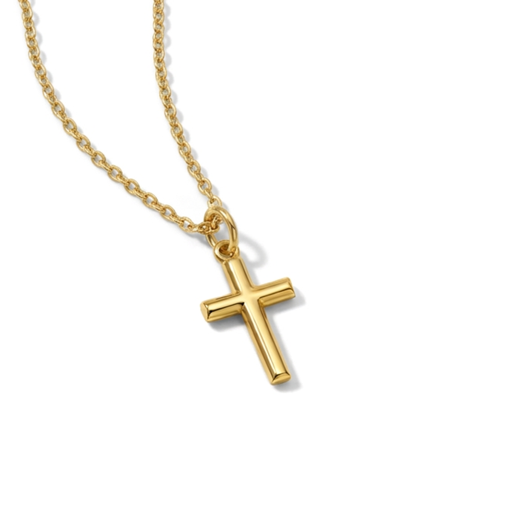 14k Gold Classic Stick Cross Baby /  Kids / Girls Pendant