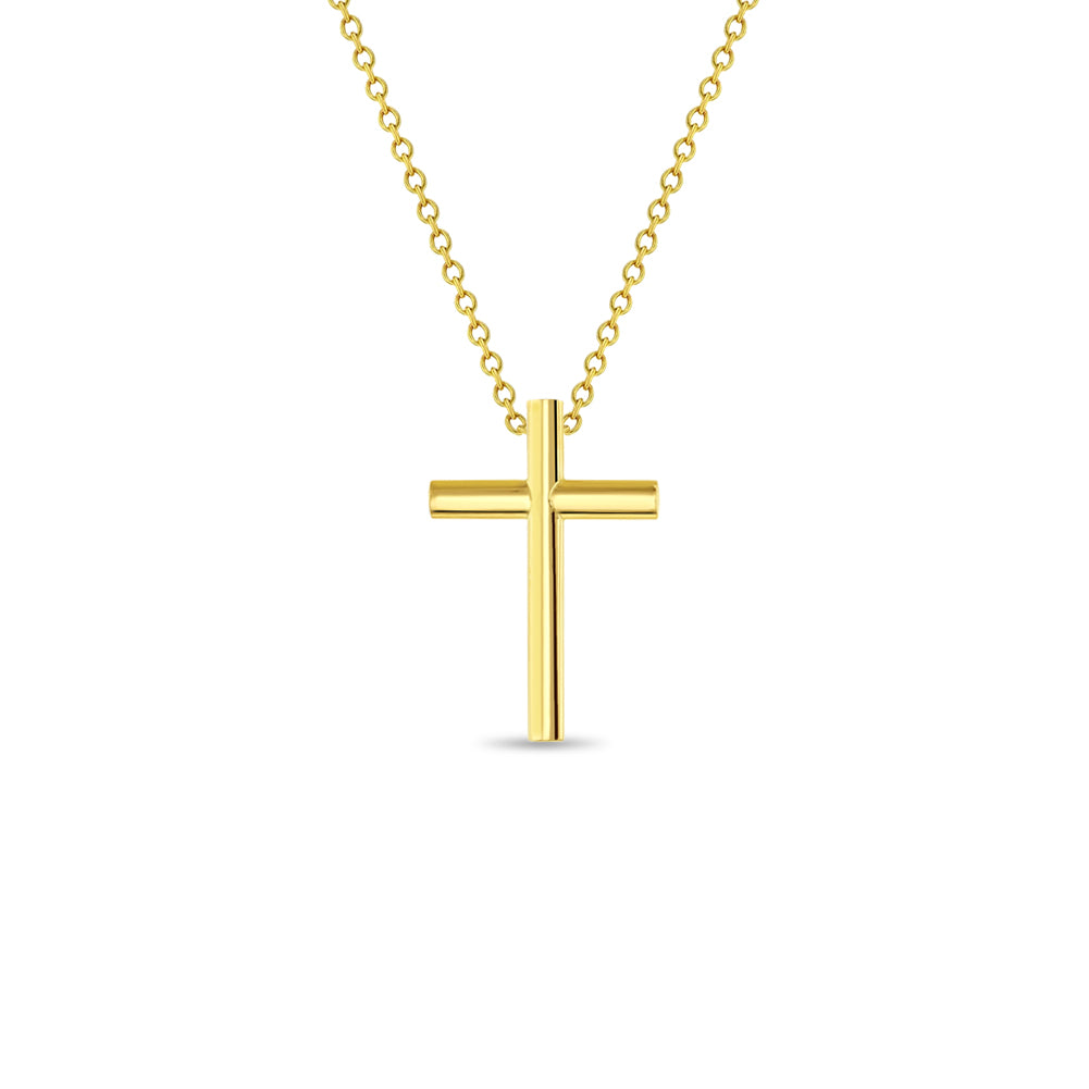 14k Gold Thin Tube Cross Kids / Children's / Girls Pendant/Necklace