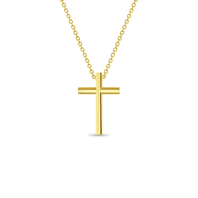 14k Gold Thin Tube Cross Kids / Children's / Girls Pendant/Necklace