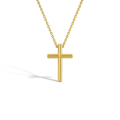 14k Gold Thin Tube Cross Kids / Children's / Girls Pendant