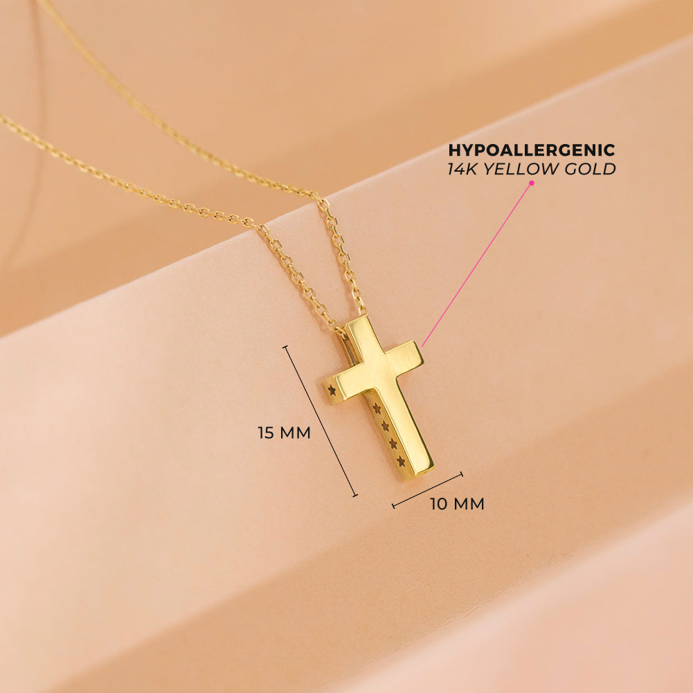 14k Gold Star Cutout Cross Kids / Children's / Girls Pendant/Necklace