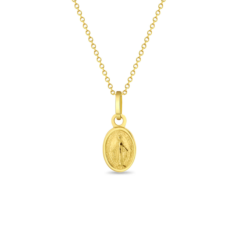 14k Gold Oval Virgin Mary Kids / Children's / Girls Pendant/Necklace