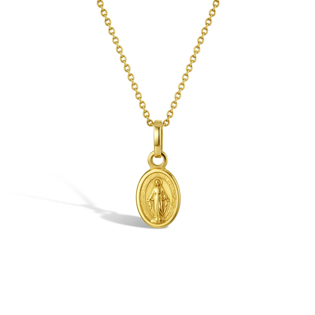 14k Gold Oval Virgin Mary Kids / Children's / Girls Pendant