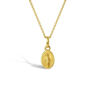 14k Gold Oval Virgin Mary Kids / Children's / Girls Pendant
