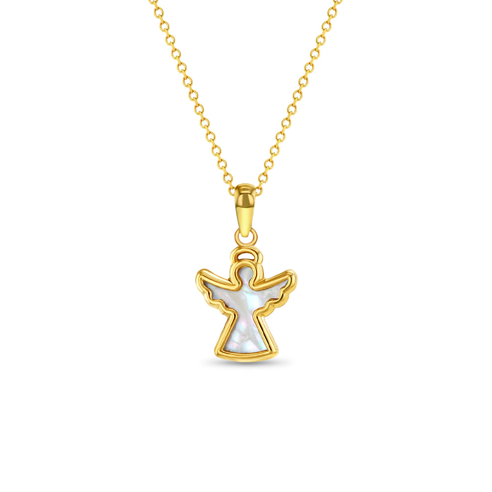 14k Gold Mother of Pearl Angel Kids / Children's / Girls Pendant/Necklace
