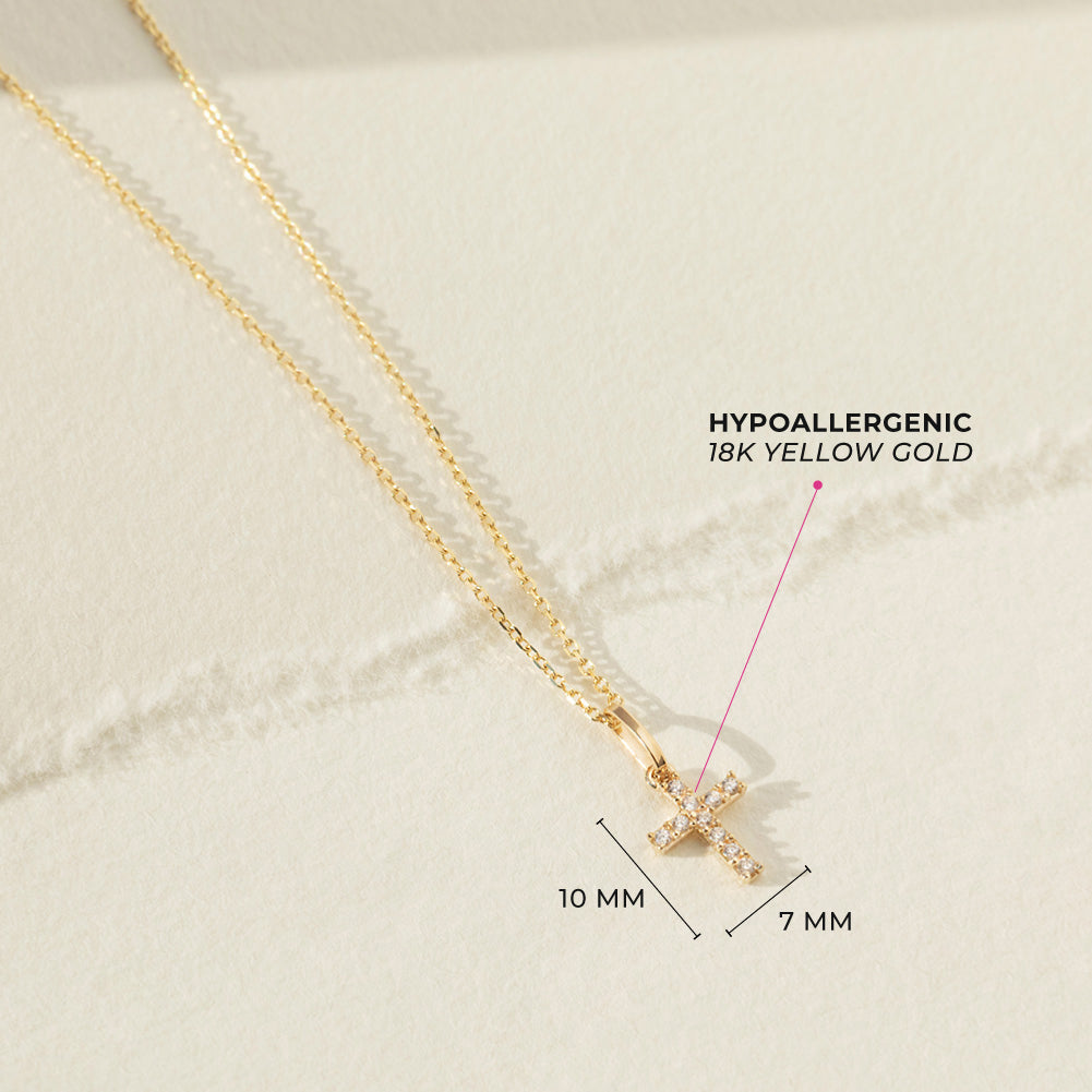 18k Gold Clear CZ Cross Baby / Toddler / Kids Pendant/Necklace