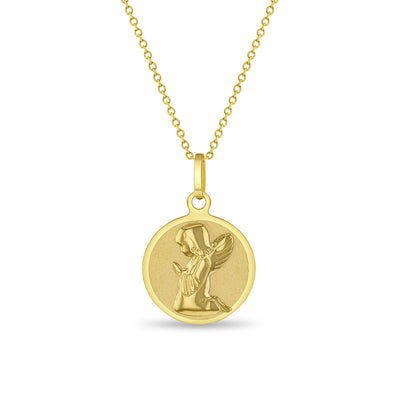 14k Gold Praying Guardian Angel Medal Kids / Children's / Girls Pendant/Necklace