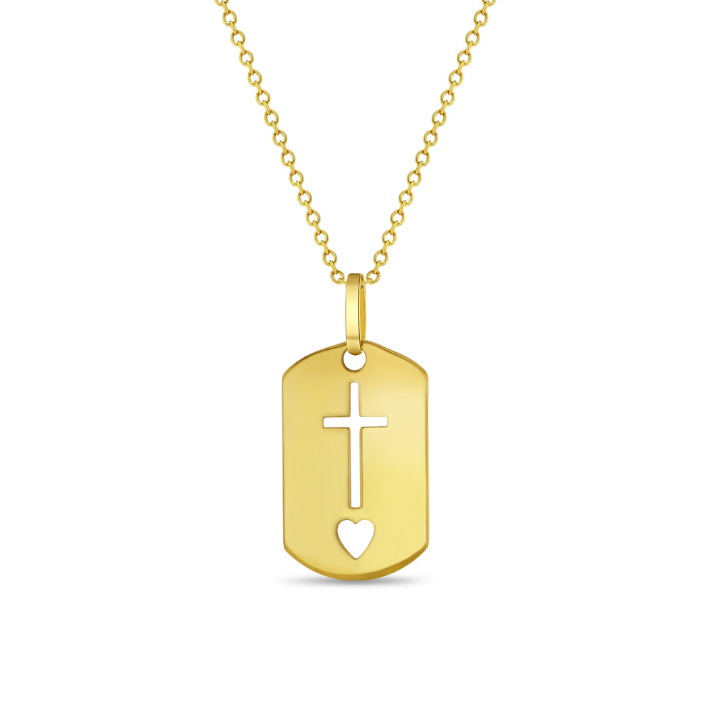 14k Gold Cross Outline Medal Kids / Children's / Girls Pendant/Necklace