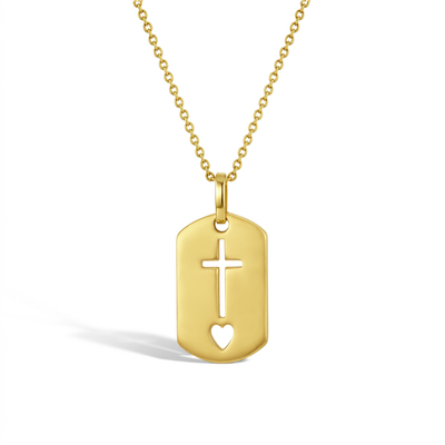 14k Gold Cross Outline Medal Kids / Children's / Girls Pendant