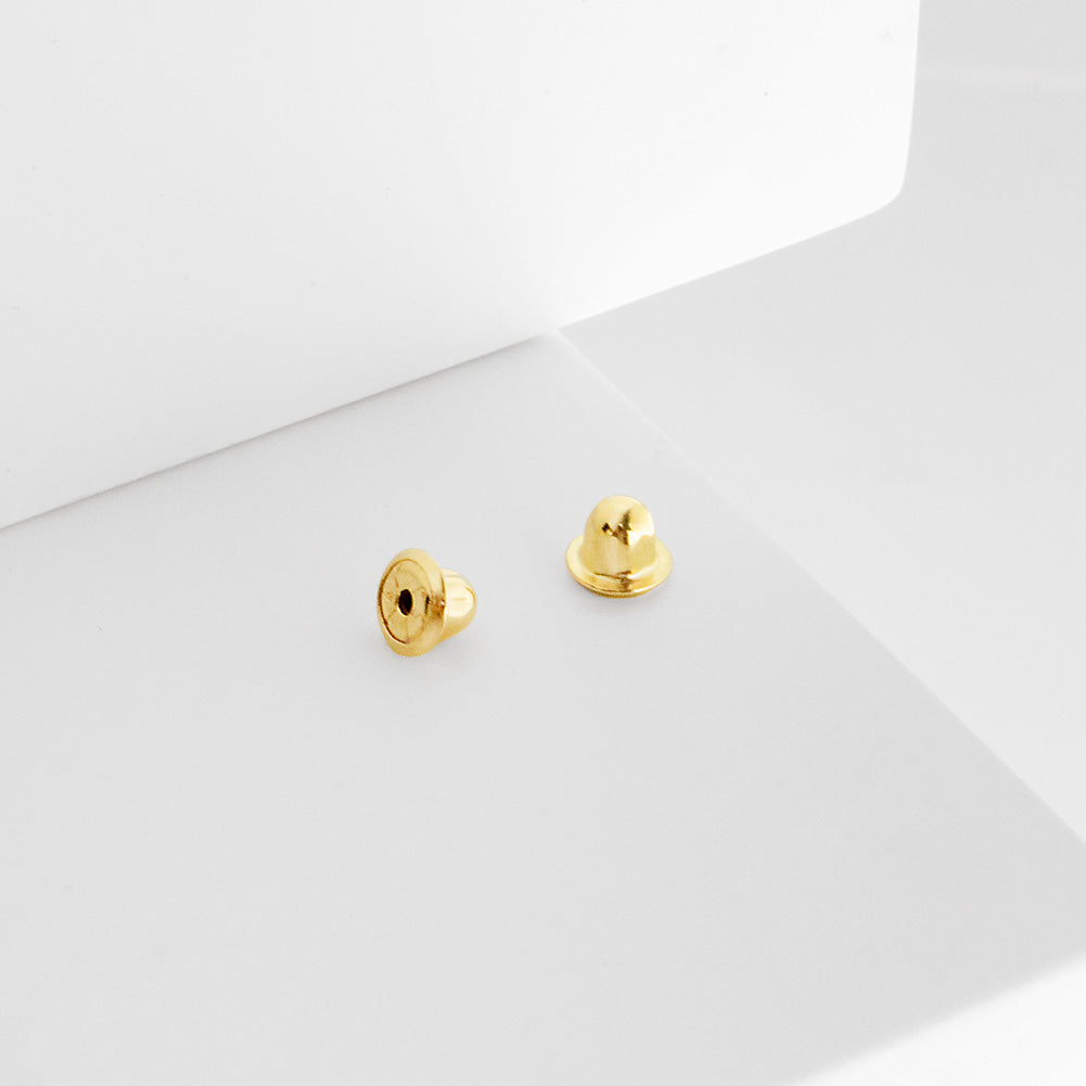 Pair of 14K Yellow Gold Earring Back Replacements | Threaded Screw on Screw Off | Quality Die Struck | Post Size .039 Pad Size 5.5 mm | 2 Backs